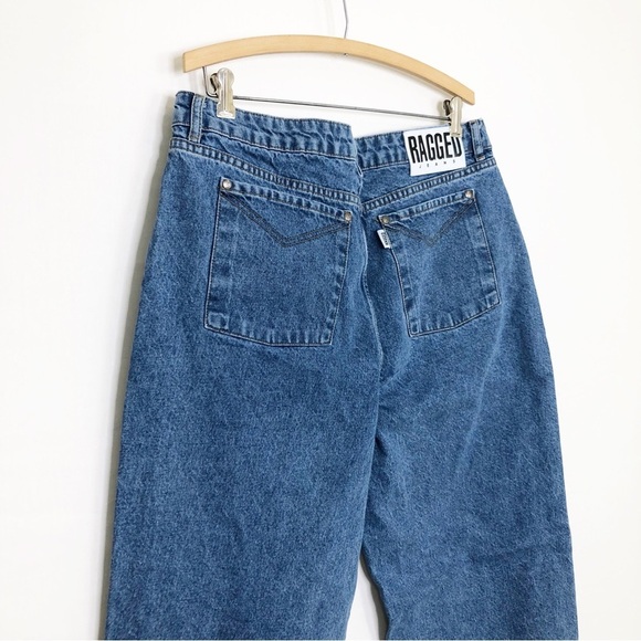 Ragged Priest wide leg, raw hem  high waist, denim jeans - Picture 5 of 11